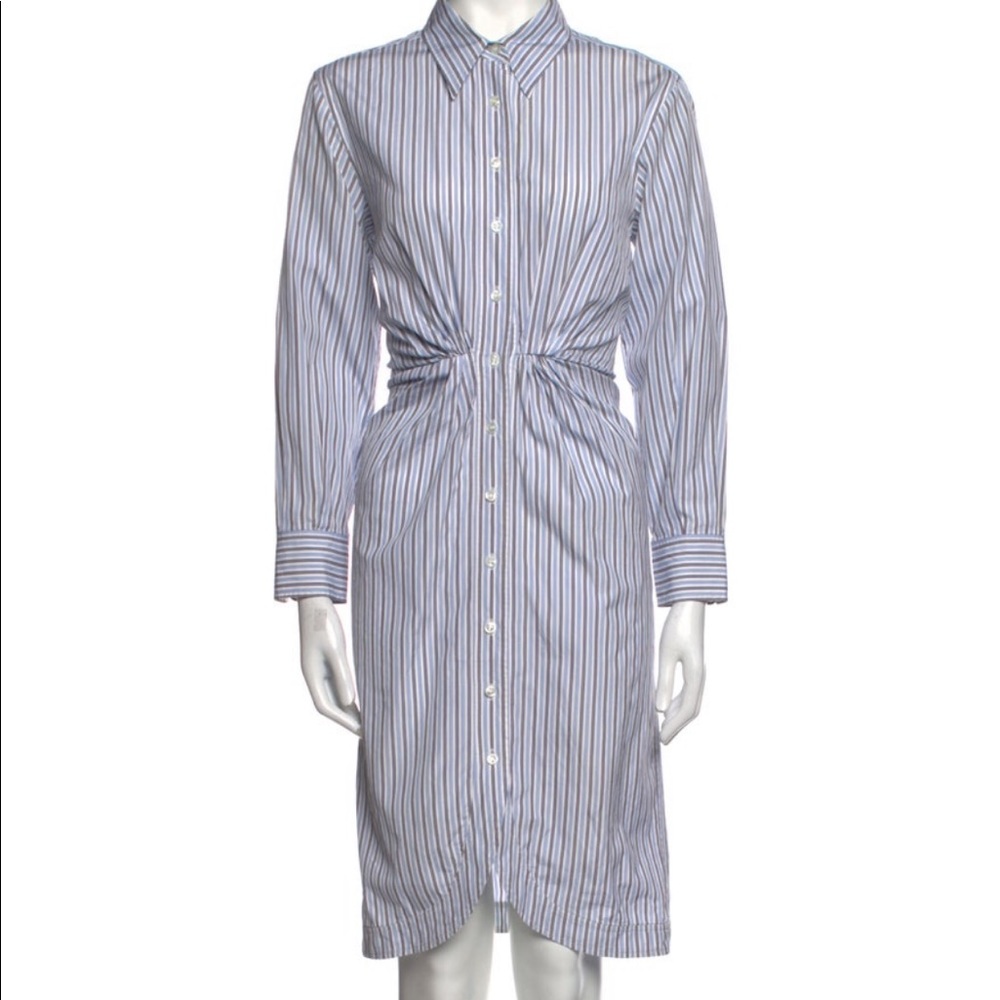 Saint Laurent button down collared shirt dress with fitted waist
